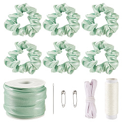 DIY Hair Tie Making Kits, including Polyester Ribbon, Elastic Rubber Band, Polyester Sewing Thread, Iron Safety Pins and Plastic Spools, Dark Sea Green, 35mm(DIY-TA0015-81D)