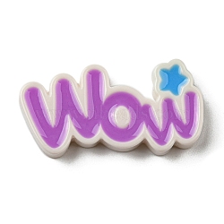 Opaque Resin Enamel Cabochons, Word Wow, Dark Orchid, 21x41x5mm(RESI-I050-01I)