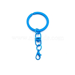 Spray Painted Iron Keychain Swivel Clasps, with Lobster Claw Clasps, Dodger Blue, 66.5mm(FIND-WH0111-355C)