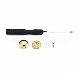 DIY Clothing Button Accessories Set, include 6Pcs Brass Craft Solid Screw Rivet, with Stainless Steel Findings and Plastic, Flat Round, and 1Pc Iron Cross Head Screwdriver, with Plastic Handles, Golden, 12x7mm(FIND-T066-01G)