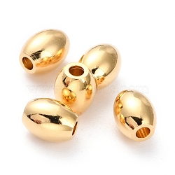 Brass Beads, Long-Lasting Plated, Oval, Real 24K Gold Plated, 6x5mm, Hole: 1.6mm(KK-H759-26C-G)