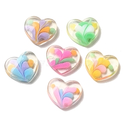 Transparent Resin Decoden Cabochons, with Glitter Powder, Mixed Color, Heart, 21.5x24.5x5mm(X-RESI-D008-05A)