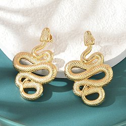 304 Stainless Steel Stud Earrings for Women, Real 18K Gold Plated, Snake, 1-3/4x1-1/8 inch(4.4x2.85cm)(EJEW-B121-01G-01)