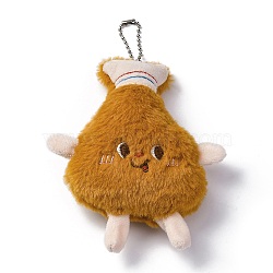 Cute Cartoon Plush Cloth Pendant Decoration, with Alloy Ball Chain, for Keychain Backpack Ornaments, Chicken Leg, 172mm(HJEW-K048-01A)