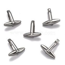 Man's 304 Stainless Steel Cufflinks Findings, Stainless Steel Color, 26x7x5mm(STAS-F267-04P)