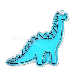 Acrylic Pendants, Blue, Dinosaur, 38x40.5x1.5mm, Hole: 1.6mm(OACR-A034-03E)