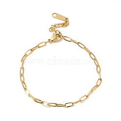 Ion Plating(IP) 304 Stainless Steel Paperclip Chain Bracelet for Women, Real 14K Gold Plated, 6-1/2 inch(16.4cm)(BJEW-G667-05G)