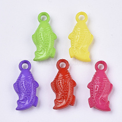 Opaque Acrylic Pendants, Fish, Mixed Color, 27~28x13.5x7mm, Hole: 3mm, about 450pcs/500g(SACR-N008-034)