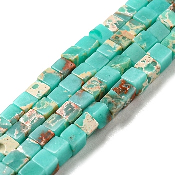 Synthetic Imperial Jasper Beads Strands, Dyed, Cube, 3~3.5x3~3.5x3~3.5mm, Hole: 0.8mm, about 110pcs/strand, 14.96 inch(38cm)