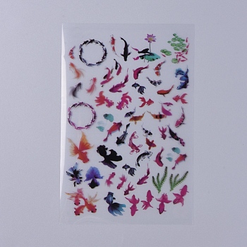 Filler Stickers(No Adhesive on the back), for UV Resin, Epoxy Resin Jewelry Craft Making, Fish Pattern, 150x100x0.1mm