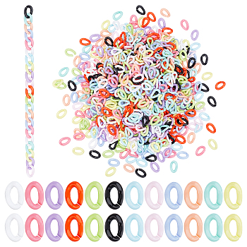 Elite 960Pcs 12 Color Opaque Acrylic Linking Rings, Quick Link Connectors, For Jewelry Curb Chains Making, Twist, Mixed Color, 16x10x4mm, Inner Diameter: 9x4mm, 12 color, 80pcs/color, 960pcs