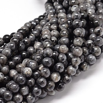 Natural Larvikite Round Bead Strands, 6mm, Hole: 1mm, about 62pcs/strand, 15.5 inch
