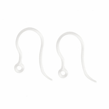 Transparent Resin Earring Hooks, with Horizontal Loops, Clear, 17x12x1mm, Hole: 1.2mm, 21 Gauge, Pin: 0.7mm