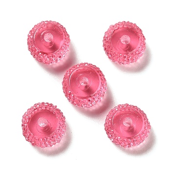 Transparent Resin Beads, Textured Rondelle, Deep Pink, 12x7mm, Hole: 2.5mm