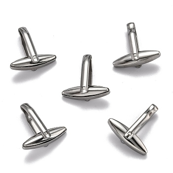 Man's 304 Stainless Steel Cufflinks Findings, Stainless Steel Color, 26x7x5mm