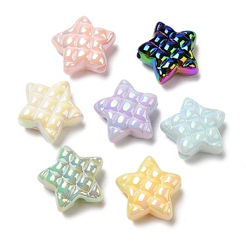 Opaque Acrylic Beads, AB Color Plated, Star, Mixed Color, 19.5x19.5x9mm, Hole: 3.5mm