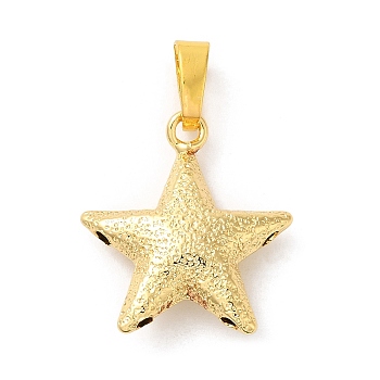 Brass Pendants, Long-Lasting Plated, Lead Free & Cadmium Free, Star Charm, Real 18K Gold Plated, 22x20x6mm, Hole: 8x5mm