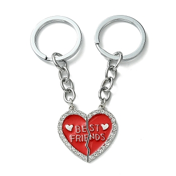 Alloy Enamel Keychain, with Alloy Rings, FireBrick, 8.5cm