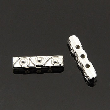 Tibetan Style Alloy Spacer Bars, Cuboid, Lead Free & Cadmium Free, Silver Color Plated, about 18mm long, 4mm wide, 5mm thick, hole: 1.5mm