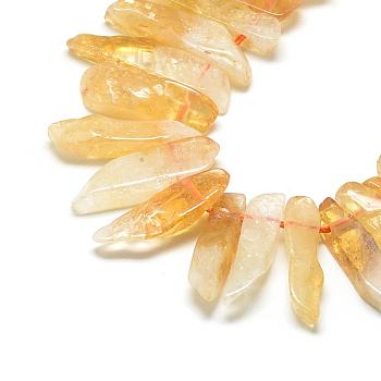 Natural Citrine Beads Strands, Top Drilled Beads, Rectangle, 20~65x7~15x6~10mm, Hole: 2mm, about 30~40pcs/strand, 15.75 inch(40cm)
