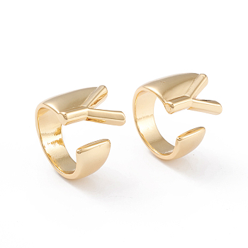 Brass Cuff Rings, Open Rings, Long-Lasting Plated, Real 18K Gold Plated, Letter.Y, Size 6, 17mm