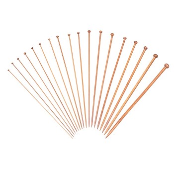 Carbonize Bamboo Knitting Needles Set, Single Pointed Crochet, Kit Smooth Crochet, Arts Craft Needle Tool, Saddle Brown, 345~360mm, 1pair/bag, 18bag/set