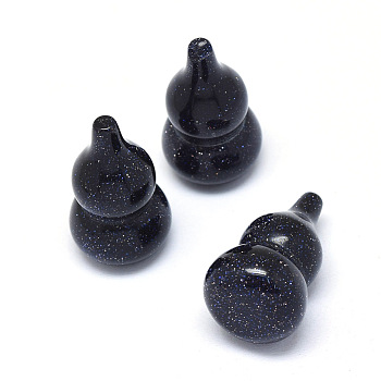 Synthetic Blue Goldstone Beads, No Hole, Calabash, 25~26x15mm
