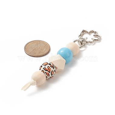 porte-clés pendentif perlé en bois cube & rond & octogone(KEYC-JKC00463)-4