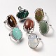Adjustable Oval Brass Gemstone Wide Band Rings(RJEW-L062-03)-1