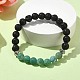 Natural Dyed Crackle Agate & Lava Rock Round Beaded Stretch Bracelet(BJEW-TA00444-04)-2