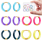 5 Pairs 5 Color 316 Stainless Steel Enamel Ring Hoop Earrings, Golden, Mixed Color, 17.5x16x3mm, 1 pair/color(EJEW-DC0001-39B)