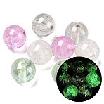Luminous Transparent Resin Beads, Round with Star, with Paillette, Glow in the Dark, Mixed Color, 16mm, Hole: 2mm(RESI-F073-03)