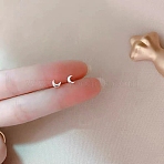 2 Pairs Alloy Stud Earrings for Women, with 925 Sterling Silver Pins, Silver, Moon, 4.5mm(EJEW-FS0001-27I)