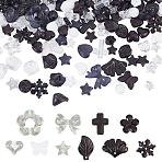 150G Transparent & Opaque Acrylic Beads, Mixed Shapes, Black, 7.5~24.5x7.5~32.7x2.5~12.5mm, Hole: 0.5~3mm(TACR-SP0001-38B)