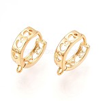 Brass Hoop Earring Finding, Lead Free & Nickel Free & Cadmium Free, Ring, Real 18K Gold Plated, 12x11x3mm, Hole: 1.2mm, Pin: 0.8mm(KK-N261-29G)