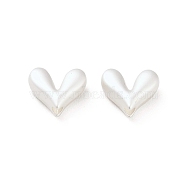 Matte Alloy Beads, Bicone Heart, Matte Silver Color, 10x8.5x4.5mm, Hole: 1.6mm(PALLOY-R145-12MS)