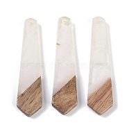 Resin & Wood Pendants, Tie Shaped Charms, White, 49x12x3.5mm, Hole: 2mm(WOOD-F015-05C)