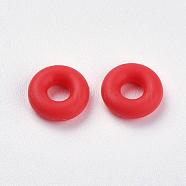 Silicone Beads, DIY Bracelet Making, Donut, Red, 5x2mm, Hole: 1mm(SIL-E001-S-08)