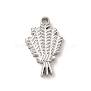 Non-Tarnish 304 Stainless Steel Pendants, Ear of Wheat Charm, Stainless Steel Color, 15.5x9.5x1.5mm, Hole: 1.5mm(STAS-L022-279P)