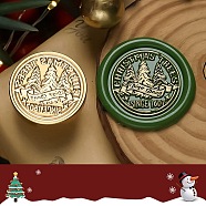 Christmas Theme Wax Seal Brass Stamp Head, for Wax Seal Stamp, Golden, Christmas Tree, 25x15mm, Inner Diameter: 7mm(TOOL-R125-05C)