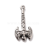 Non-Tarnish 304 Stainless Steel Pendants, Axe, Stainless Steel Color, 34x16.5x14mm, Hole: 1.6mm(STAS-B024-44P)