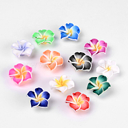 Handmade Polymer Clay 3D Flower Plumeria Beads, Mixed Color, 20x10mm, Hole: 2mm(CLAY-Q192-20mm-M)