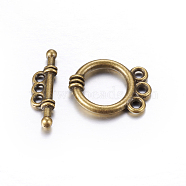 Tibetan Style Alloy Toggle Clasps, Ring, Antique Bronze, Cadmium Free & Nickel Free & Lead Free, 18x14x3.5mm, Hole: 2mm(X-MLF10795Y-NF)