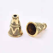 Tibetan Style Alloy Bead Cone, Bumpy, Apetalous, Antique Golden, 12x9mm, Hole: 1.6mm, Inner Diameter: 7mm(PALLOY-TAC0011-70AG)