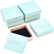 Cardboard Bracelet Boxes, with Black Sponge, for Jewelry Gift Packaging, Square, Aquamarine, 7.5x7.5x3.5cm(CBOX-BC0001-45B)