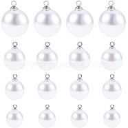 Resin Imitation Pearl Pendants, with Platinum Plated Alloy Findings, Round, White, 74x73x25mm, about 80pcs/box(RESI-PH0001-09)