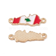 Alloy Enamel Connector Charms, Red & White, Light Gold, 8.5x24x1.5mm, Hole: 1.6mm(FIND-C019-37KCG)