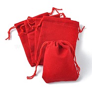 Velvet Cloth Drawstring Bags, Jewelry Bags, Christmas Party Wedding Candy Gift Bags, Red, 9x7cm(X-TP-C001-70X90mm-2)