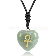 Natural Green Aventurine Heart Engraved AnKh Cross Pendant Personalized DIY Necklaces(SC1205-2)