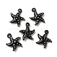 Handmade Lampwork Pendants, Bumpy, Starfish, Black, 35~38x31~32x8~9mm, Hole: 2~4mm(LAMP-G162-07A)